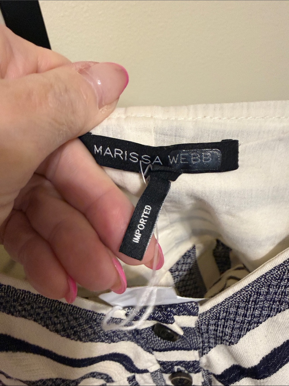 Marissa Web 💗Striped Button-Front Crop Top - Navy & White - Picture 10 of 13